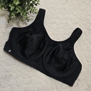 Glamorise Black High-Impact Underwire Sports Bra, Size 42D
